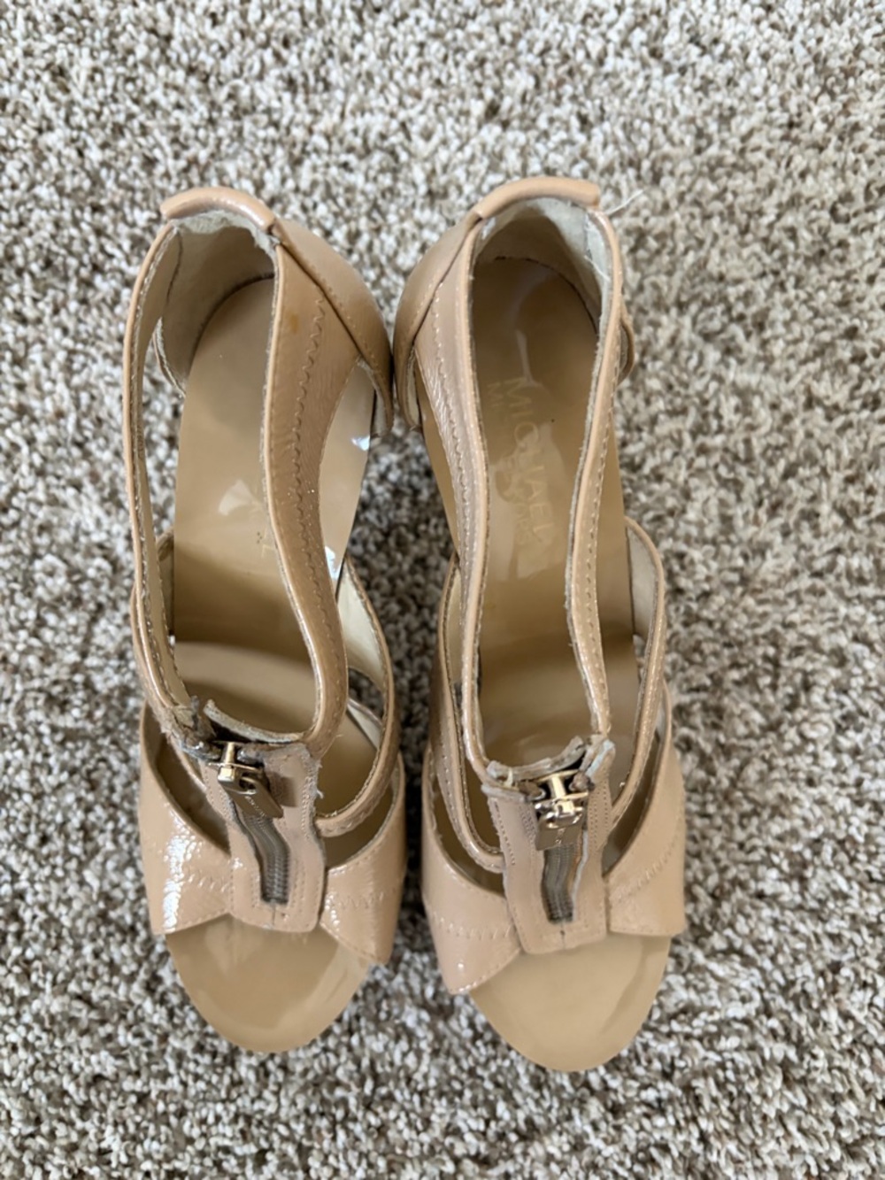Michael Kors Nude Patent Leather Zip Front Heels size 6.5 - Picture 3 of 5